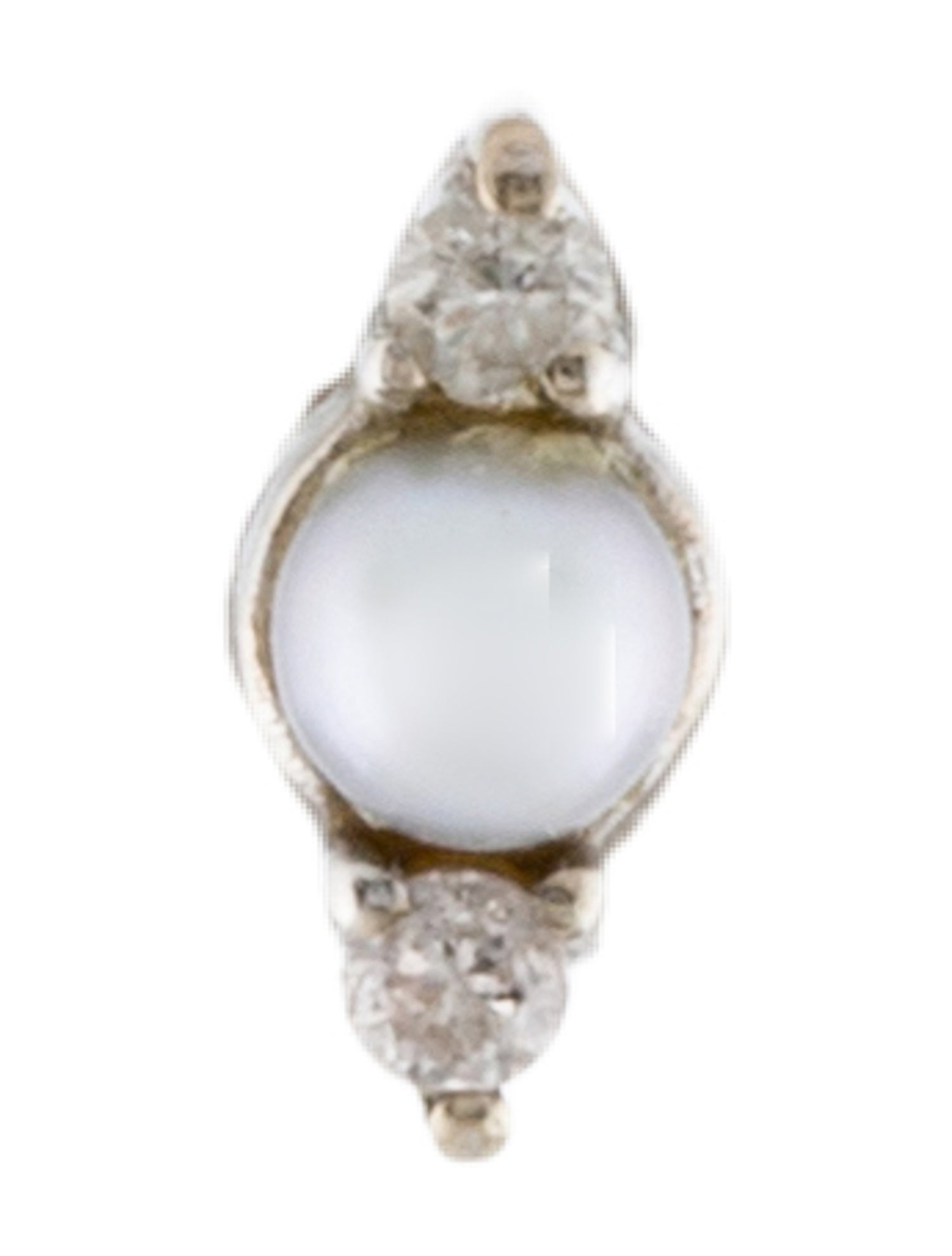 Earrings 14K Pearl & Diamond Single Stud Earring