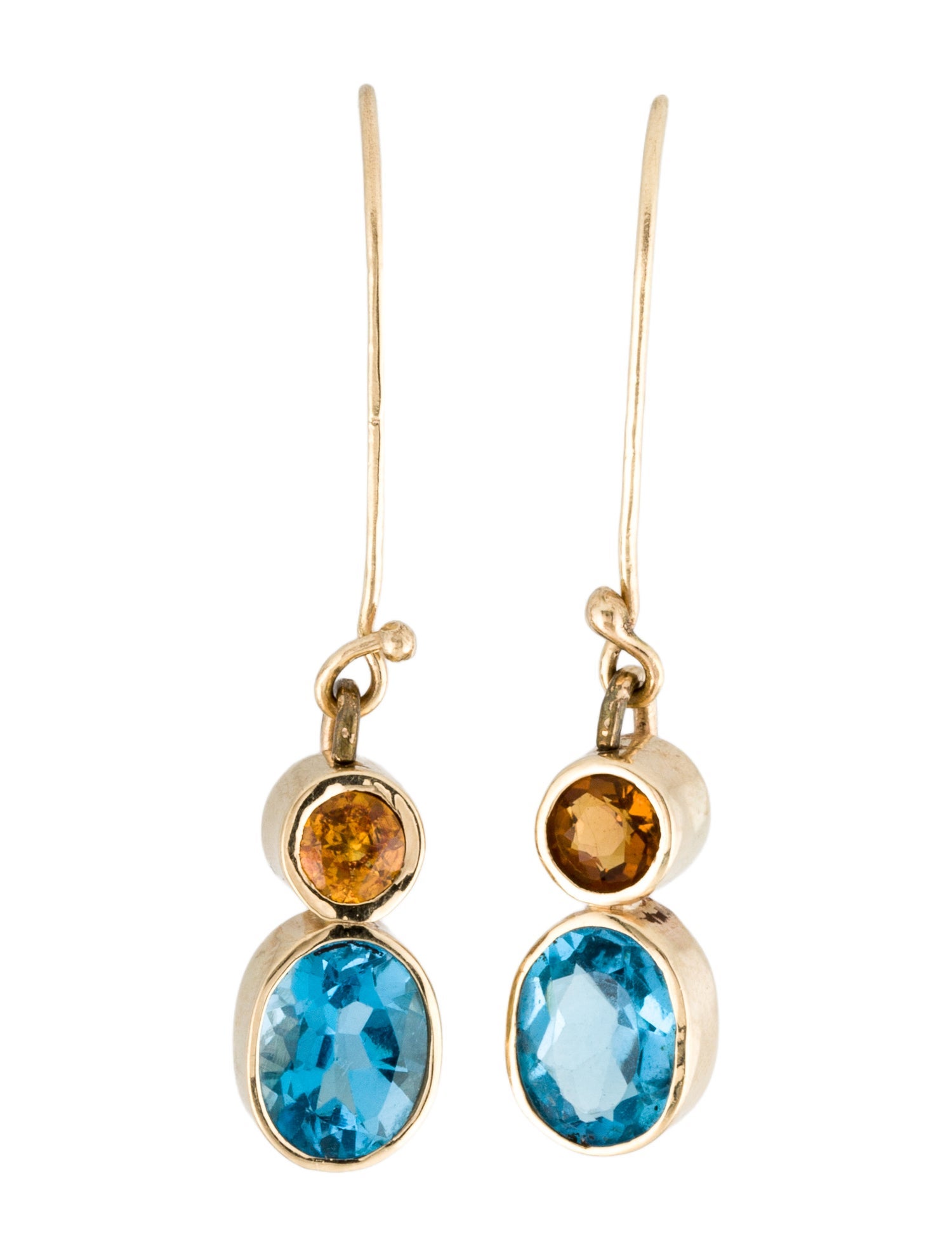 Earrings 3.88ctw Topaz, Sapphire, & Citrine Drop Earrings