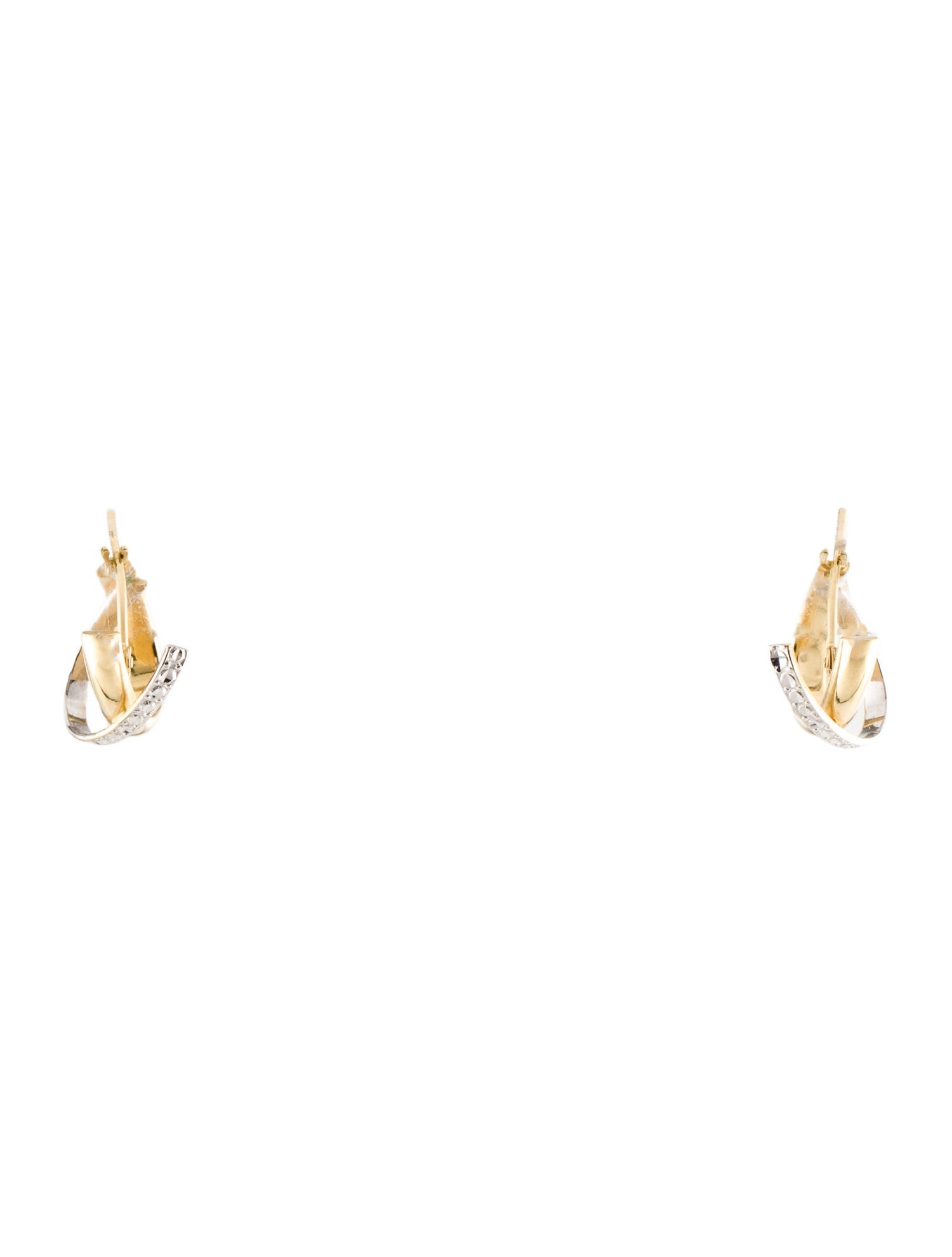 Earrings 18K Two-Tone 'X' Earclips