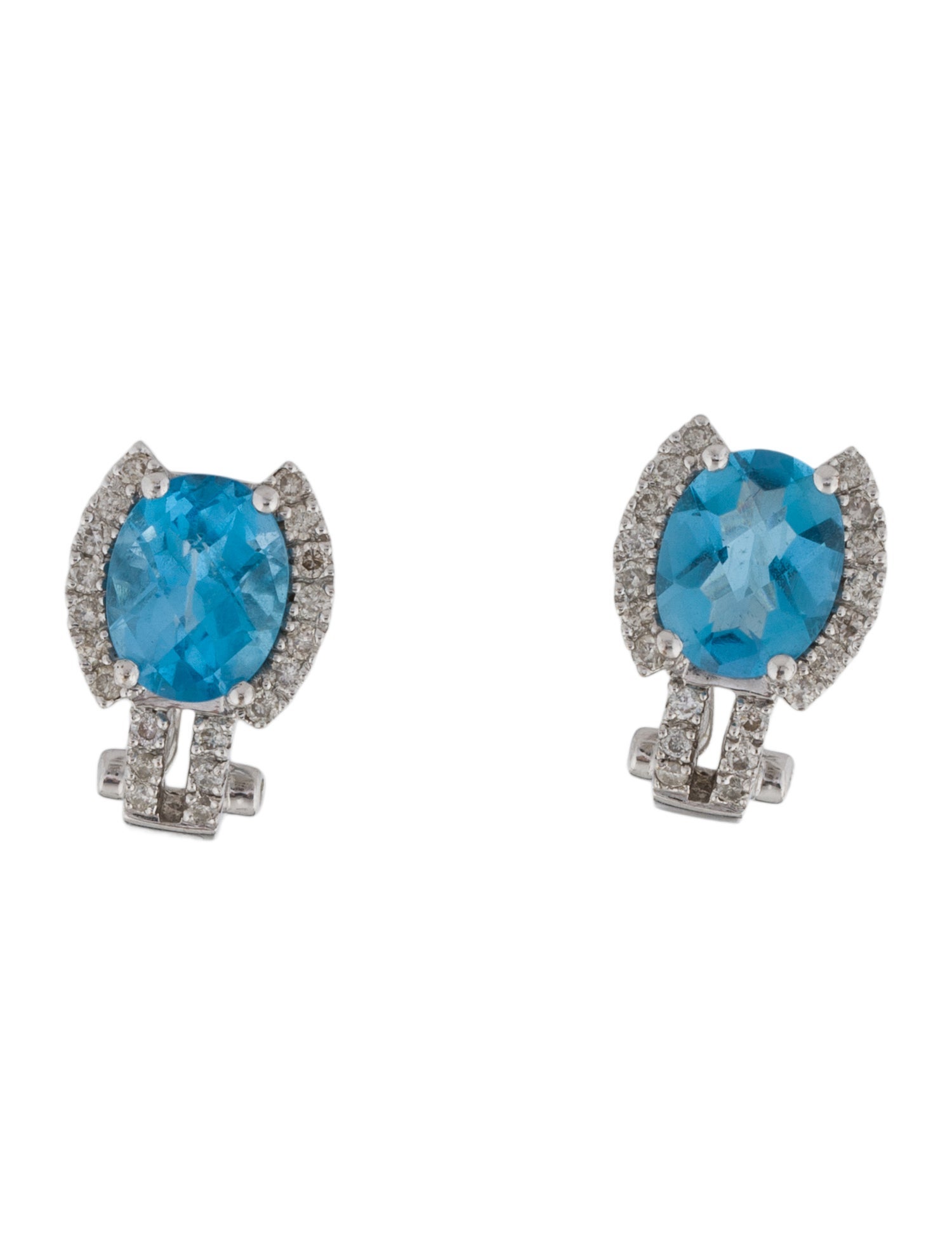 Earrings 14K Topaz & Diamond Earclip Earrings