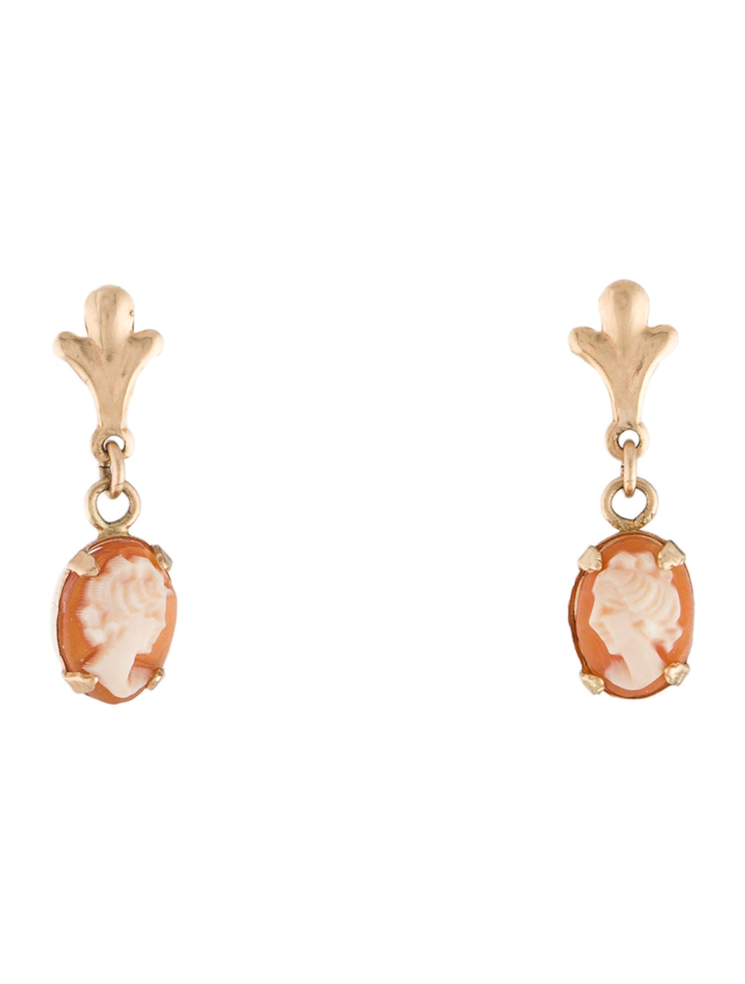 Earrings 14K Shell Cameo Drop Earrings