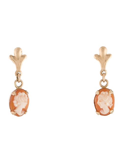 Earrings 14K Shell Cameo Drop Earrings