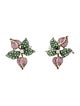 Earrings 18K Pink Sapphire, Tsavorite Garnet & Diamond Earclips