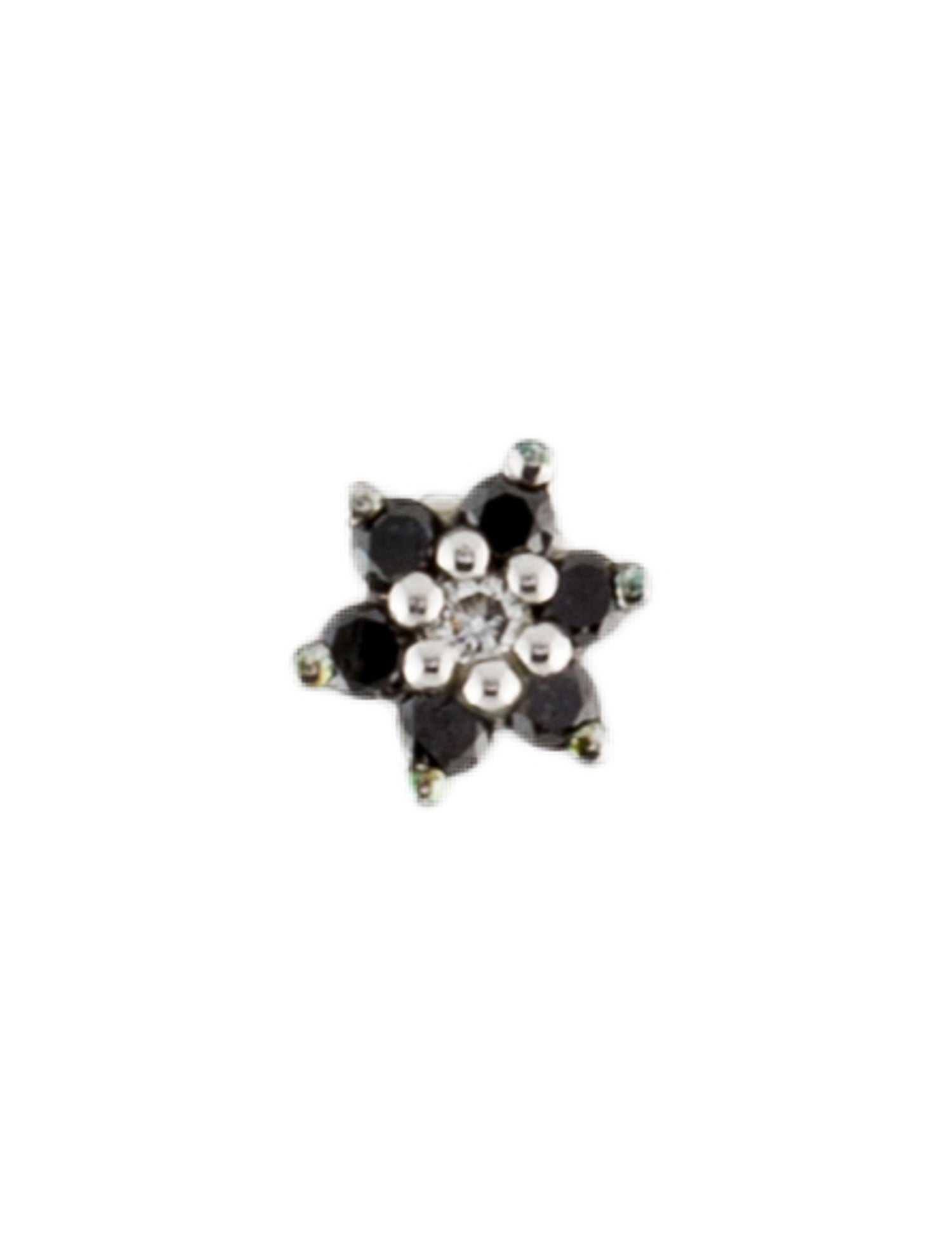 Maria Tash Diamond & Black Diamond Flower Screw Back Stud Earring
