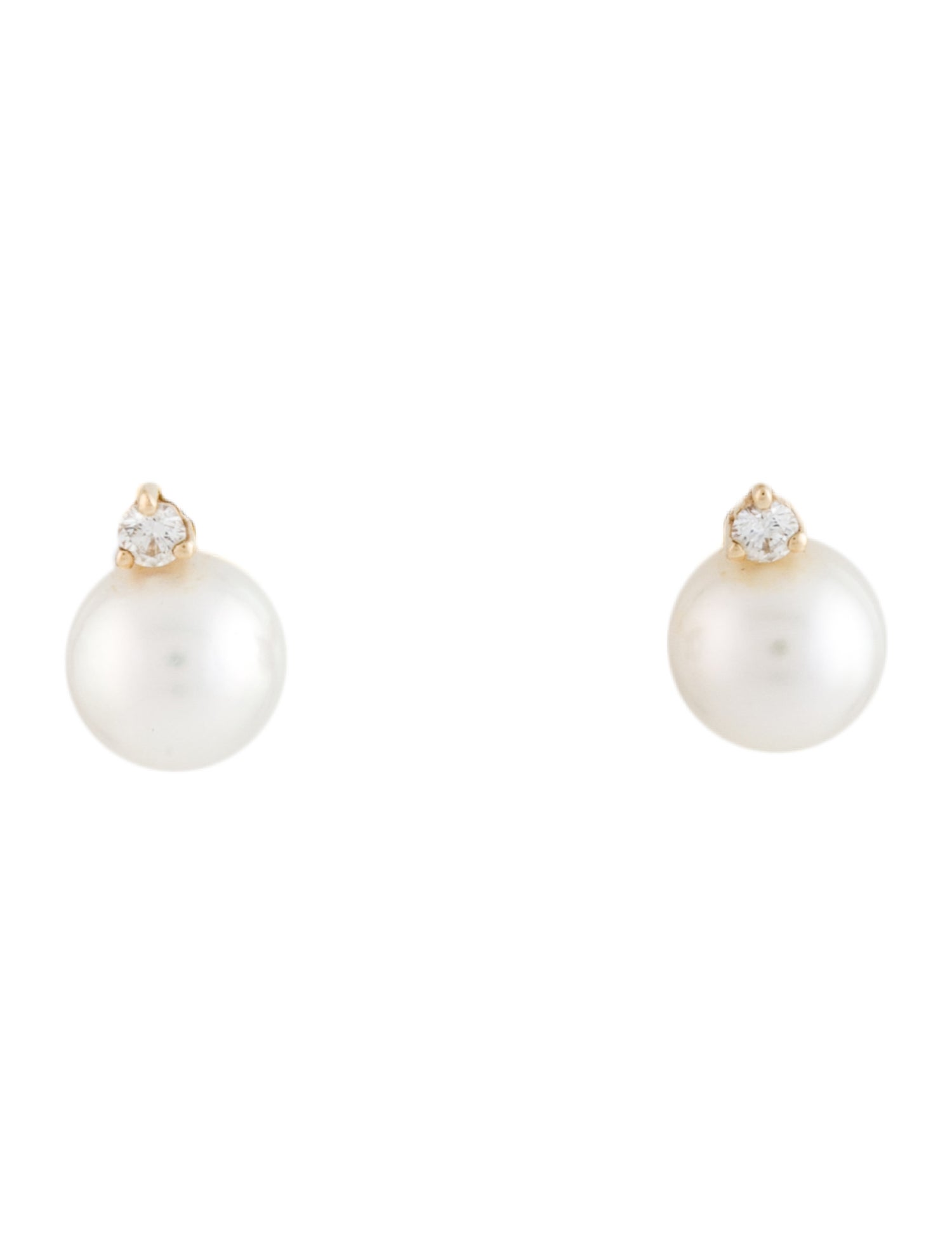Earrings 14K Pearl & Diamond Stud
