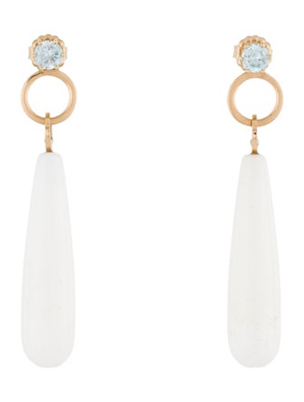 Earrings 14K Zircon & Chalcedony Drop Earrings