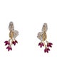 Earrings 18K 3.01ctw Ruby & Diamond Flower Chandelier Earrings