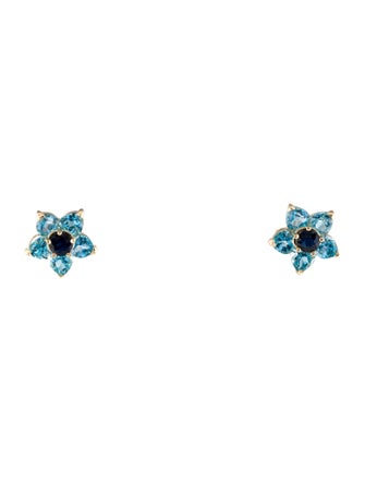 Earrings 14K 6.06ctw Topaz & Sapphire Stud Earrings