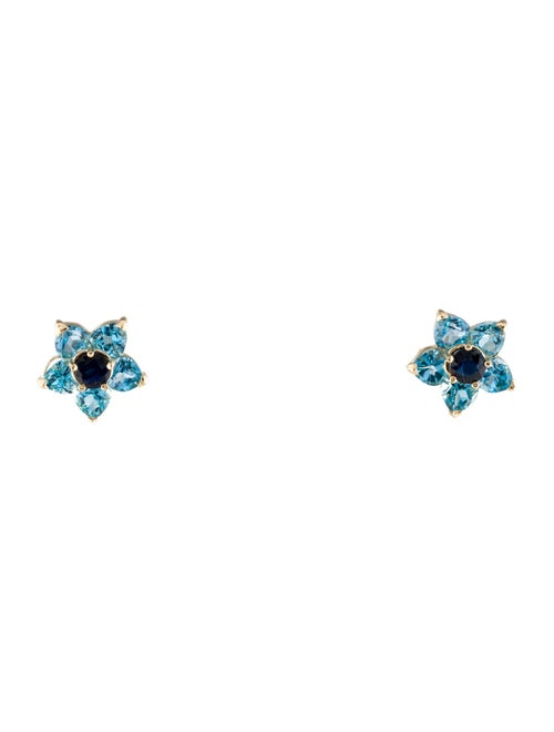 Earrings 14K 6.06ctw Topaz & Sapphire Stud Earrings