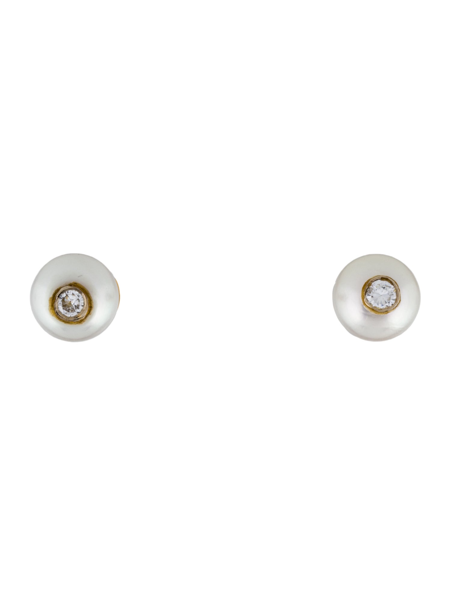 Earrings 18K Pearl & Diamond Stud Earrings