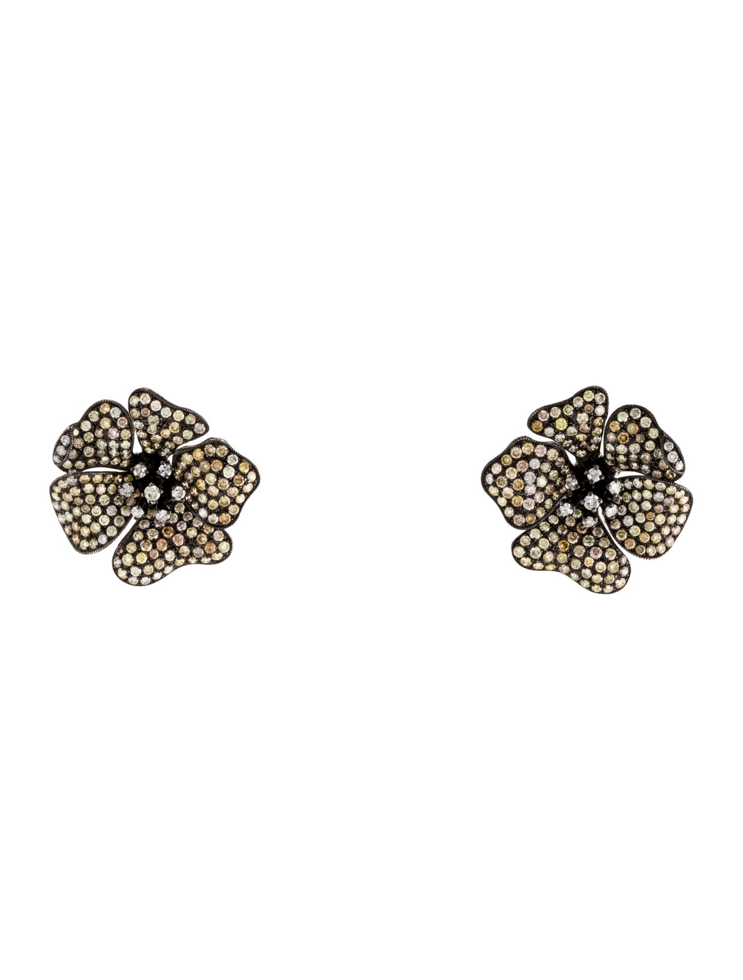 Earrings 14K 3.27ctw Diamond Flower Earclip Earrings