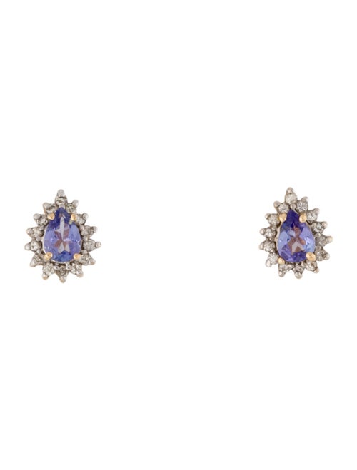 Earrings 14K Tanzanite & Diamond Starburst Stud Earrings