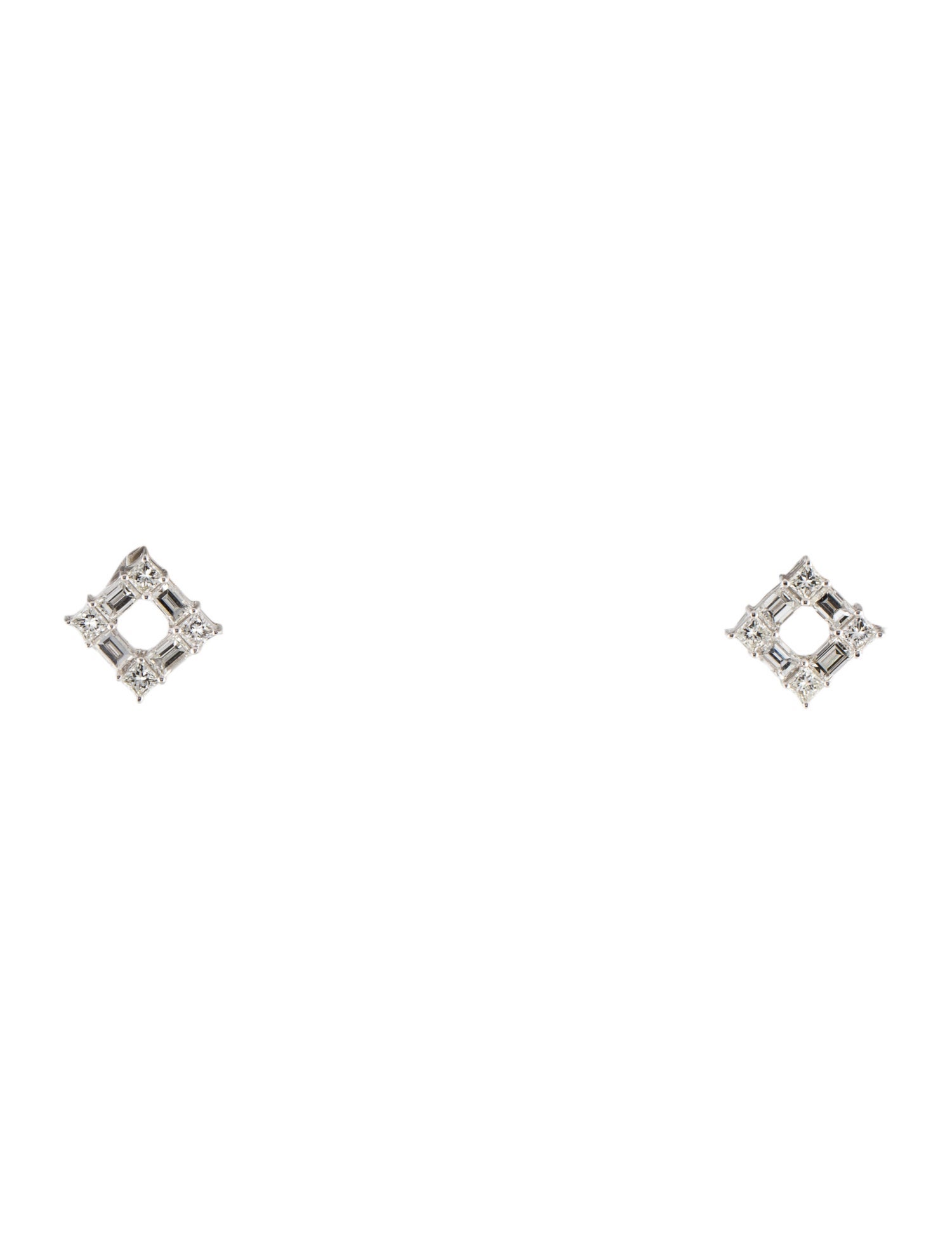 Earrings 18K 1.24ctw Diamond Square Stud Earrings