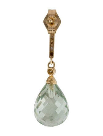 Earrings 14K Prasiolite & Diamond Drop Single Earrings