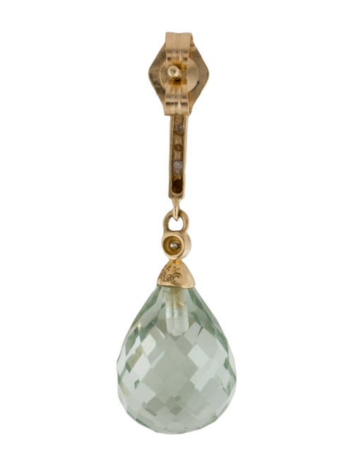 Earrings 14K Prasiolite & Diamond Drop Single Earrings