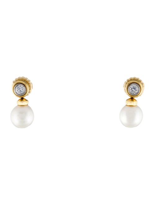 Earrings 18K Pearl & Diamond Drop Earrings