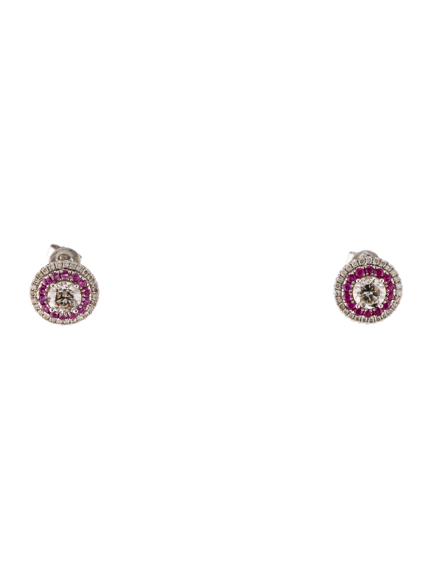 Earrings Modani Jewels Platinum Diamond & Ruby Stud Earrings
