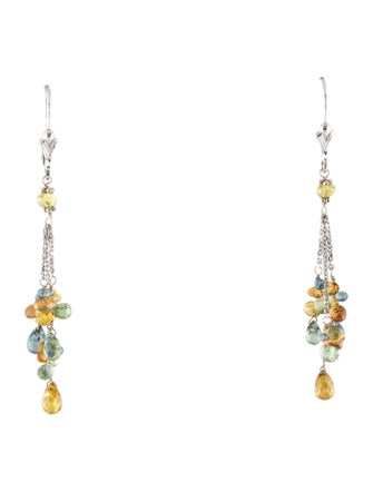 Earrings 14K Sapphire Multi-color Briolette Bead Drop Earrings