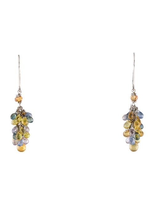 Earrings 14K Sapphire Multicolor Briolette Bead Cluster Drop Earrings