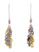 Earrings 14K Ruby & Sapphire Multicolor Briolette Bead Cluster Drop Earrings