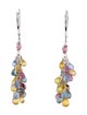 Earrings 14K Ruby & Sapphire Multicolor Briolette Bead Cluster Drop Earrings