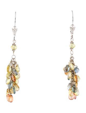 Earrings 14K Sapphire Multicolor Briolette Cluster Earrings