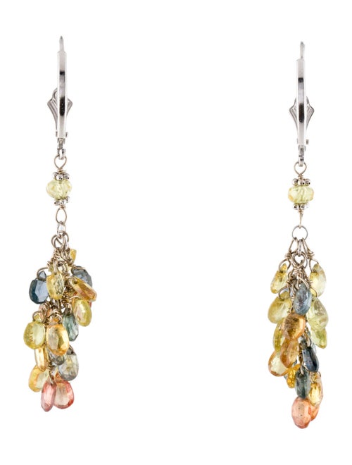 Earrings 14K Sapphire Multicolor Briolette Cluster Earrings