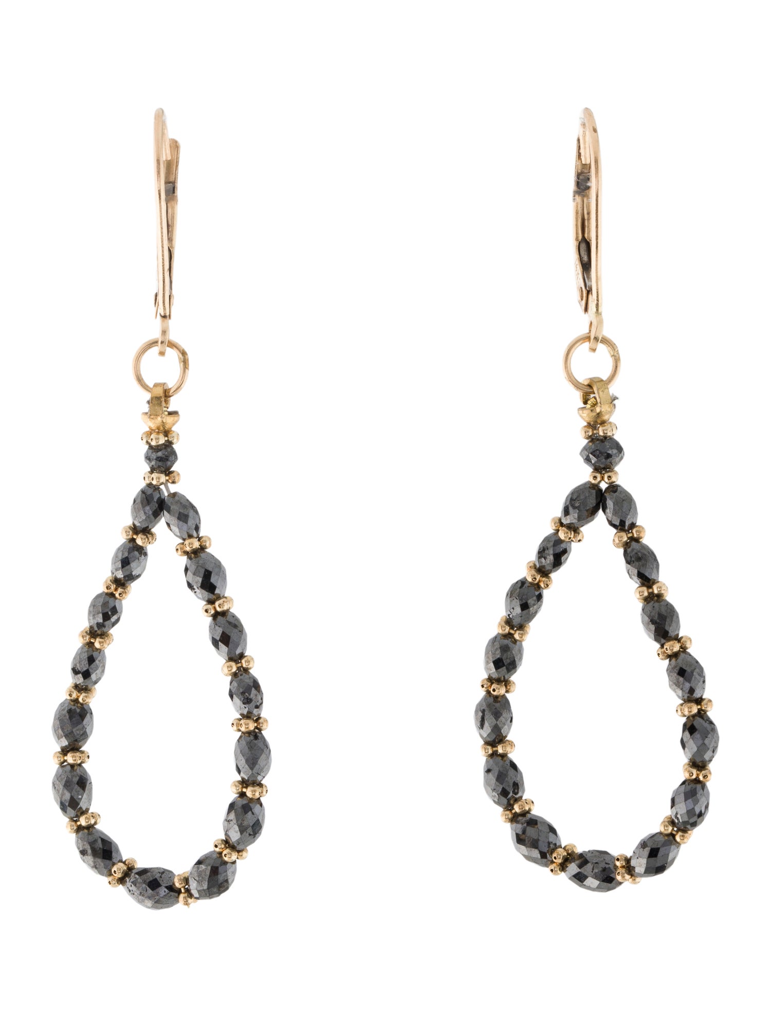 Earrings 14K Diamond Bead Drop Earrings