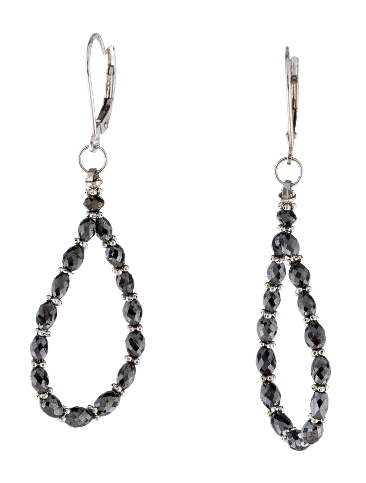 Earrings 14K Diamond Beaded Hoop Drop