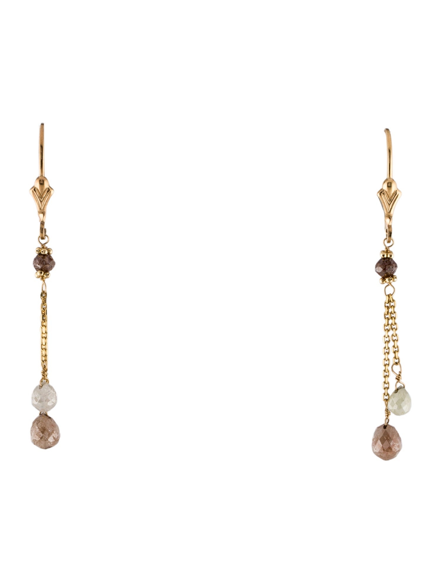 Earrings 14K Diamond Bead Drop