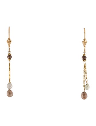 Earrings 14K Diamond Bead Drop Earrings