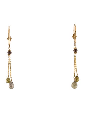 Earrings 14K Diamond Bead Drop Earrings