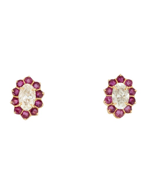 Earrings 18K Diamond & Ruby Stud Earrings