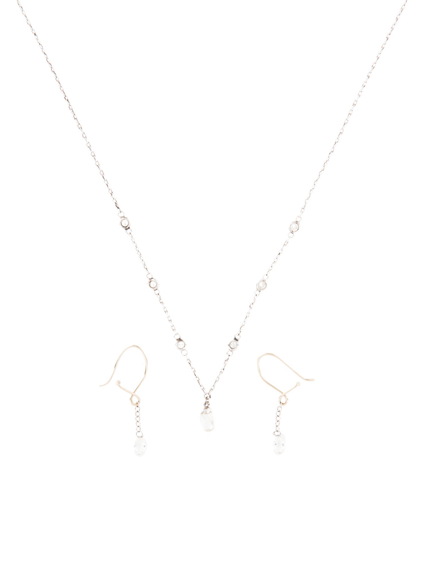 Earrings Diamond Drop & Pendant Necklace Set