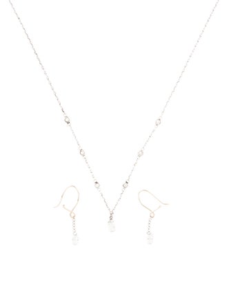 Earrings Diamond Drop Earrings & Pendant Necklace Set