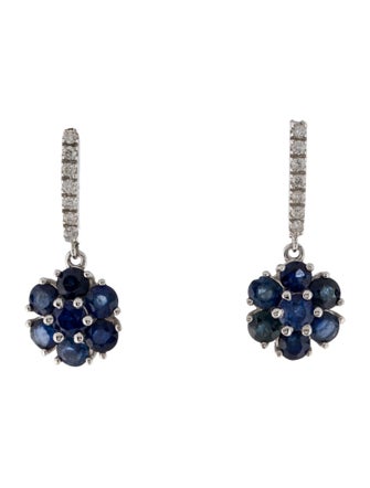 Earrings 14K Sapphire & Diamond Drop Earrings