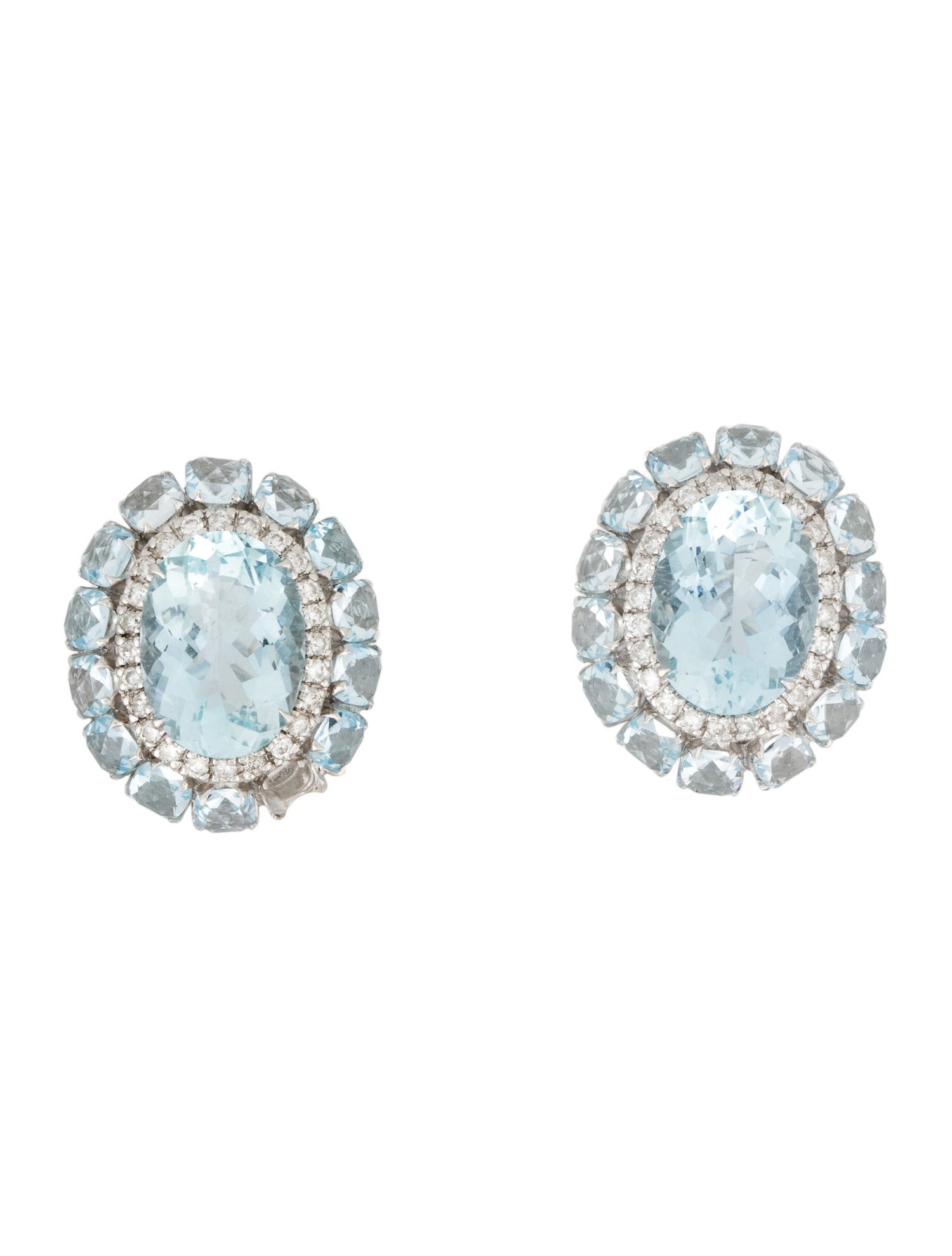 Earrings 14K Aquamarine & Diamond Ear Clip
