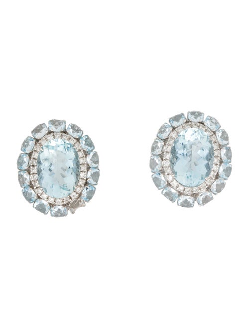 Earrings 14K Aquamarine & Diamond Ear Clip Earrings