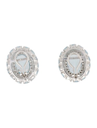 Earrings 14K Aquamarine & Diamond Ear Clip Earrings