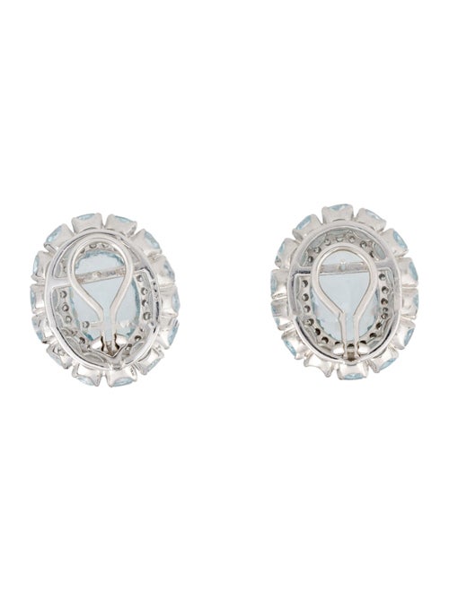 Earrings 14K Aquamarine & Diamond Ear Clip Earrings