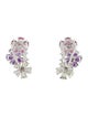 Earrings 14K Multistone Flower Earclips