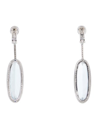 Earrings 18K Blue Topaz & Diamond Drop Clip-On Earrings