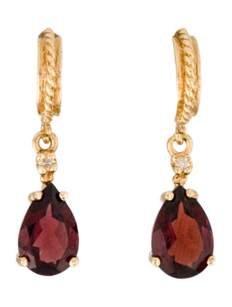 Earrings 14K 2.48ctw Garnet & Diamond Drop Earrings