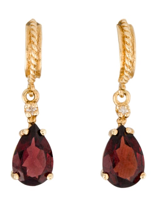 Earrings 14K 2.48ctw Garnet & Diamond Drop Earrings