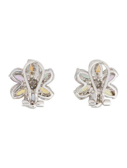 Earrings 14K 3.84ct Sapphire & Diamond Earclips