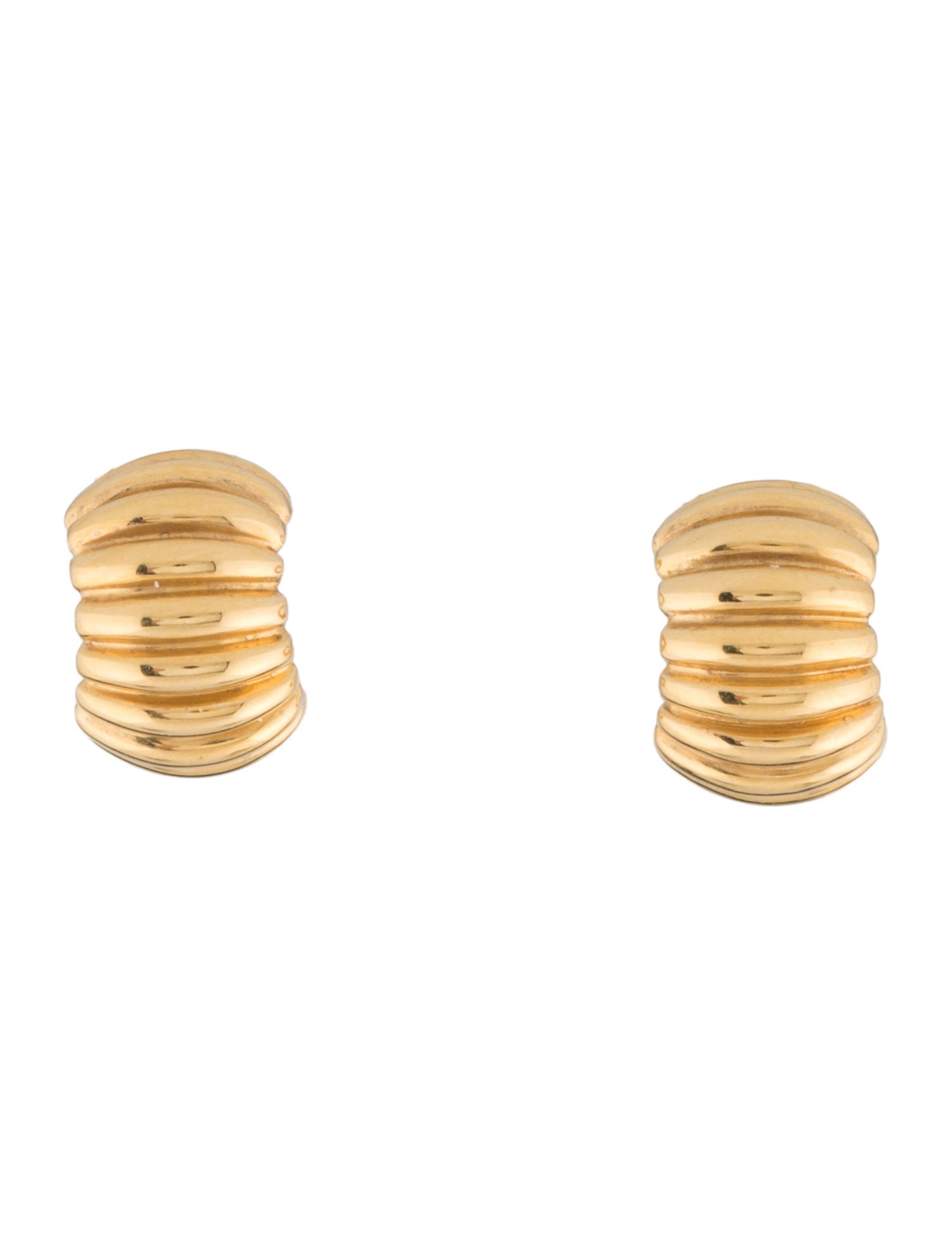 Earrings 18K Fluted Huggie Earrings