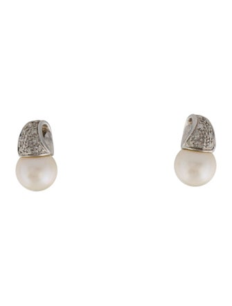 Earrings 14K Pearl & Diamond Earrings