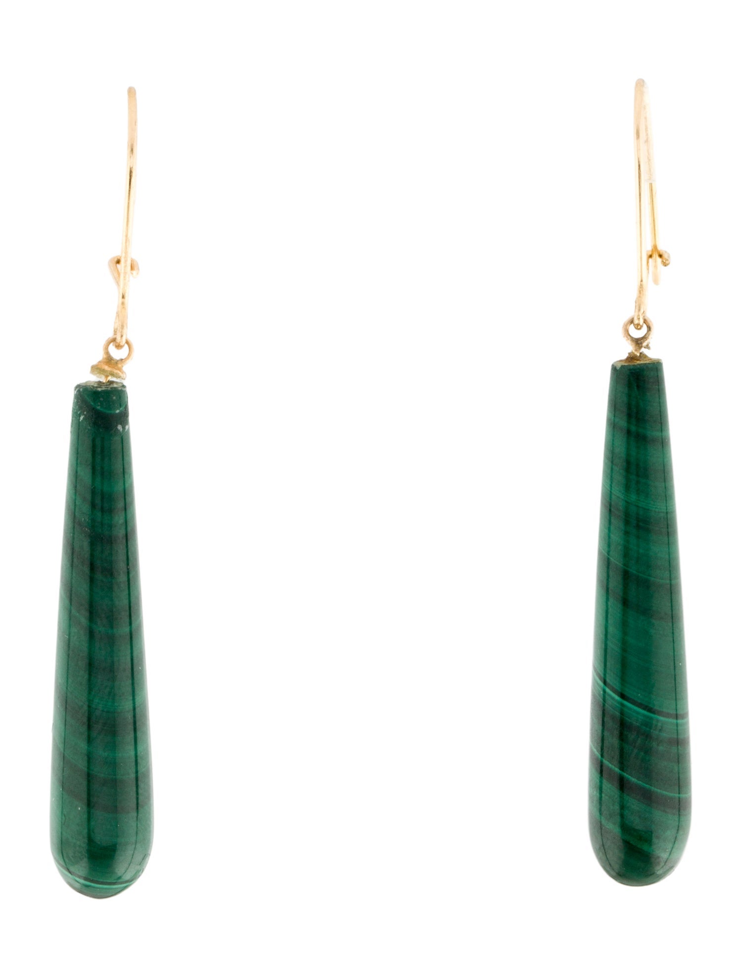 Earrings 14K Malachite Bead Drop