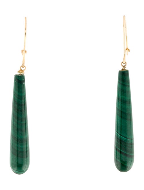 Earrings 14K Malachite Bead Drop Earrings