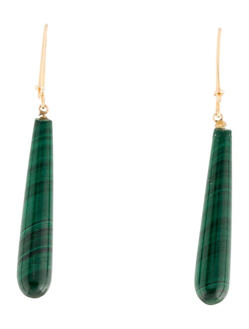 Earrings 14K Malachite Bead Drop Earrings